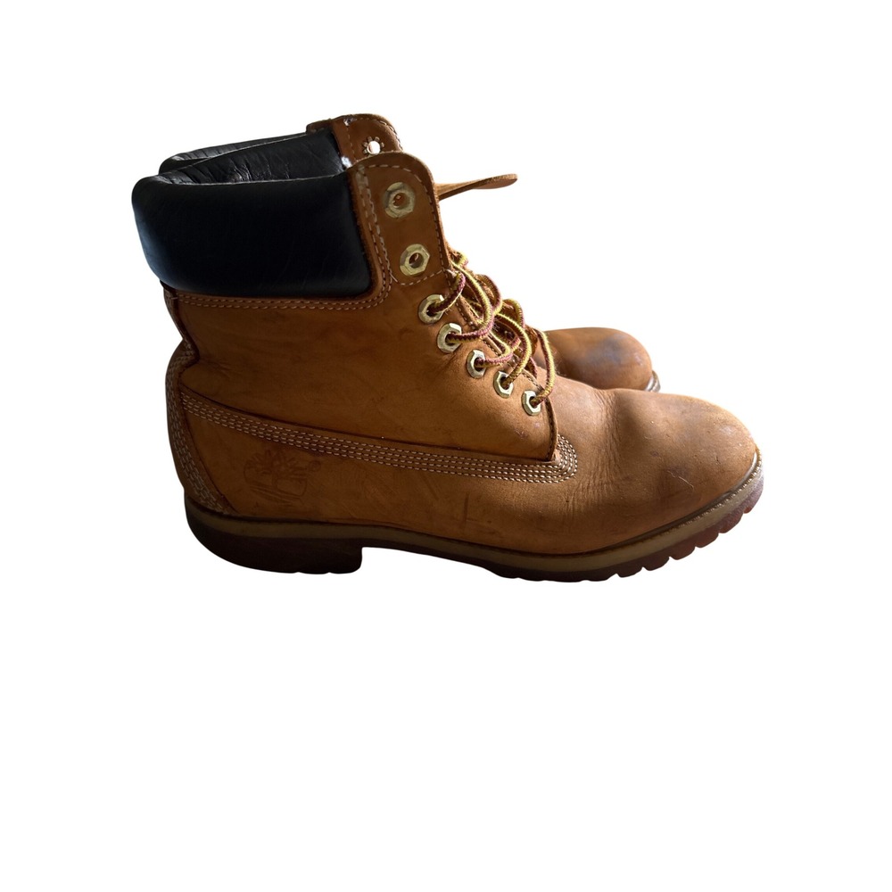 Timberland Premium Boot Mens 10.5 Wheat Tan Good Waterproof Leather Lug